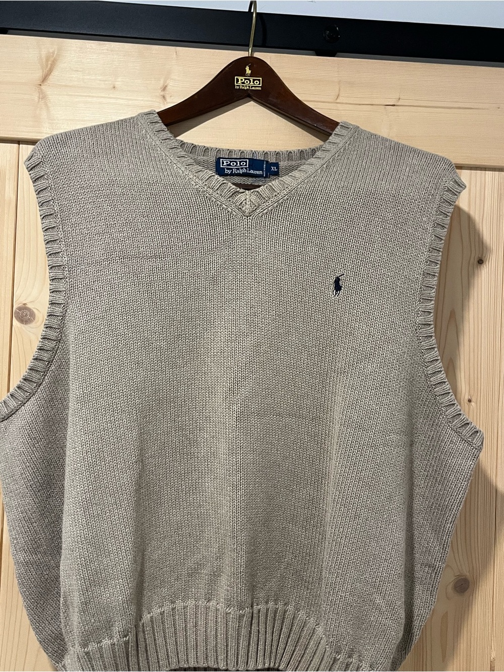 Polo by Ralph Lauren Men’s Beige V-Neck Knit Sweater Vest XL 🐎
